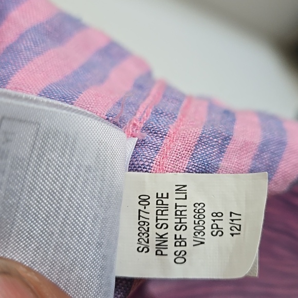 GAP Pink Stripe Oversize Boyfriend Shirt 100% Linen Buttom Down Summer Shirt - Picture 6 of 6